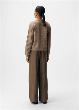 Flora ls knit button cardigan Desert Taupe Melange Object 